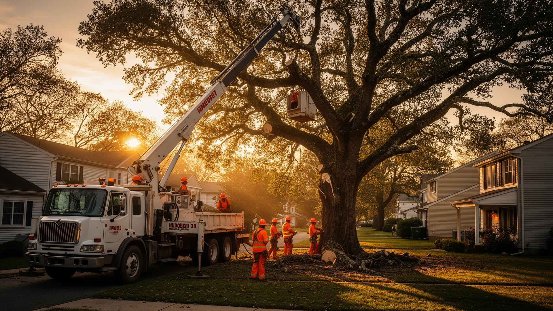 Crane removing a large oak in Cherry Hill